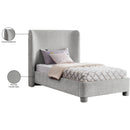  Meridian Penny Grey Chenille Fabric Upholstered Twin Bed IMAGE 11