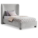  Meridian Penny Grey Chenille Fabric Upholstered Twin Bed IMAGE 1