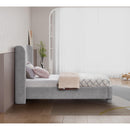  Meridian Penny Grey Chenille Fabric Upholstered Twin Bed IMAGE 6