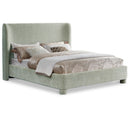 Meridian Penny Mint Green Chenille Fabric Full Bed IMAGE 1