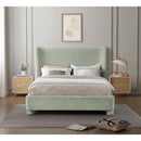 Meridian Penny Mint Green Chenille Fabric Full Bed IMAGE 4