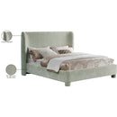 Meridian Penny Mint Green Chenille Fabric King Bed IMAGE 11
