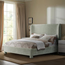 Meridian Penny Mint Green Chenille Fabric King Bed IMAGE 2