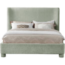 Meridian Penny Mint Green Chenille Fabric King Bed IMAGE 3