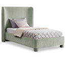 Meridian Penny Mint Green Chenille Fabric Twin Bed IMAGE 1