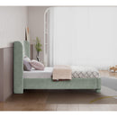 Meridian Penny Mint Green Chenille Fabric Twin Bed IMAGE 6