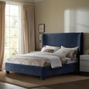 Meridian Penny Navy Chenille Fabric King Bed IMAGE 2