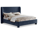Meridian Penny Navy Chenille Fabric Queen Bed IMAGE 1