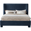 Meridian Penny Navy Chenille Fabric Queen Bed IMAGE 3