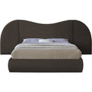  Meridian Everest Brown Boucle Fabric Upholstered King Bed IMAGE 3
