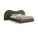  Meridian Everest Olive Green Boucle Fabric Upholstered Queen Bed IMAGE 1