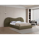  Meridian Everest Olive Green Boucle Fabric Upholstered Queen Bed IMAGE 2