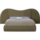  Meridian Everest Olive Green Boucle Fabric Upholstered Queen Bed IMAGE 3