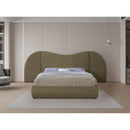  Meridian Everest Olive Green Boucle Fabric Upholstered Queen Bed IMAGE 4