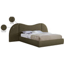  Meridian Everest Olive Green Boucle Fabric Upholstered Queen Bed IMAGE 7