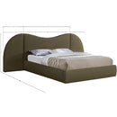  Meridian Everest Olive Green Boucle Fabric Upholstered Queen Bed IMAGE 8