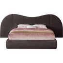  Color_Brown Size_Queen -- Everest Brown Linen Textured Fabric Upholstered Queen Bed IMAGE 3