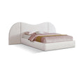  Color_Cream Size_Queen -- Everest Cream Linen Textured Fabric Upholstered Queen Bed IMAGE 1