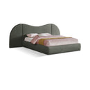  Color_Olive Size_King -- Everest Olive Green Linen Textured Fabric Upholstered King Bed IMAGE 1