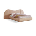  Color_Tan Size_Queen -- Everest Tan Linen Textured Fabric Upholstered Queen Bed IMAGE 1