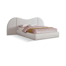  Color_White Size_King -- Everest White Linen Textured Fabric Upholstered King Bed IMAGE 1