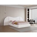  Color_White Size_King -- Everest White Linen Textured Fabric Upholstered King Bed IMAGE 2