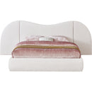  Color_White Size_Queen -- Everest White Linen Textured Fabric Upholstered Queen Bed IMAGE 3