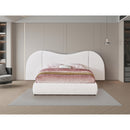  Color_White Size_Queen -- Everest White Linen Textured Fabric Upholstered Queen Bed IMAGE 4