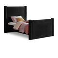  Color_Black Size_Twin -- Meridian Elias Upholstered Poster Bed IMAGE 1