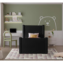  Meridian Elias Black Velvet Upholstered Twin Bed IMAGE 4