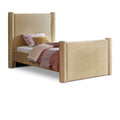  Color_Camel Size_Twin -- Elias Camel Velvet Upholstered Twin Bed IMAGE 1