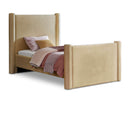  Color_Camel Size_Twin -- Elias Camel Velvet Upholstered Twin Bed IMAGE 1