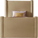  Color_Camel Size_Twin -- Elias Camel Velvet Upholstered Twin Bed IMAGE 3