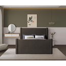  Color_Brown Size_Full -- Elias Brown Boucle Fabric Upholstered Full Bed IMAGE 4