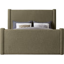 Meridian Elias Olive Green Boucle Fabric King Bed IMAGE 3