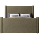  Color_Olive Size_King -- Elias Olive Green Boucle Fabric Upholstered King Bed IMAGE 3