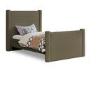 Meridian Elias Olive Green Boucle Fabric Twin Bed IMAGE 1