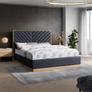  Color_Black Size_King -- Casa Black Vegan Leather Upholstered King Bed IMAGE 2