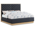  Color_Black Size_Queen -- Meridian Casa Upholstered Panel Bed IMAGE 1