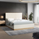  Color_Cream  Size_King  -- Casa Cream Vegan Leather Upholstered King Bed IMAGE 2
