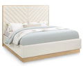  Color_Cream Size_Queen -- Casa Cream Vegan Leather Upholstered Queen Bed IMAGE 1