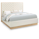  Color_Cream  Size_Queen  -- Casa Cream Vegan Leather Upholstered Queen Bed IMAGE 1