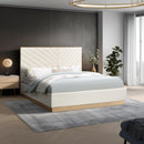Meridian Casa Cream Vegan Leather Queen Bed (3 Boxes) IMAGE 2