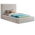  Color_Beige Size_Twin -- Meridian Devin Upholstered Panel Bed IMAGE 1