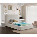  Color_Beige  Size_Twin  -- Devin Beige Linen Textured Fabric Upholstered Twin Bed IMAGE 2