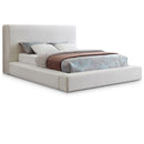 Meridian Devin Cream Linen Textured Fabric King Bed IMAGE 1