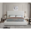  Color_Cream  Size_King  -- Devin Cream Linen Textured Fabric Upholstered King Bed IMAGE 4