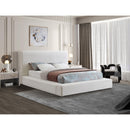 Meridian Devin Cream Linen Textured Fabric Queen Bed IMAGE 2