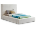  Color_Cream Size_Twin -- Devin Cream Linen Textured Fabric Upholstered Twin Bed IMAGE 1