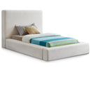 Meridian Devin Cream Linen Textured Fabric Twin Bed IMAGE 1